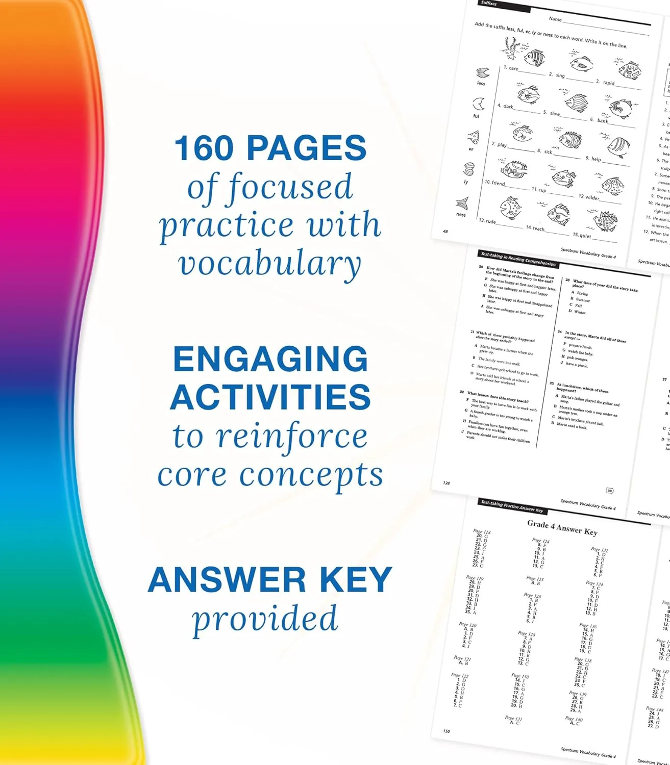 Spectrum Grade 4 Vocabulary Workbook, 4th Grade Vocabulary Covering Word Relationships, Sensory Language, Roots and Affixes