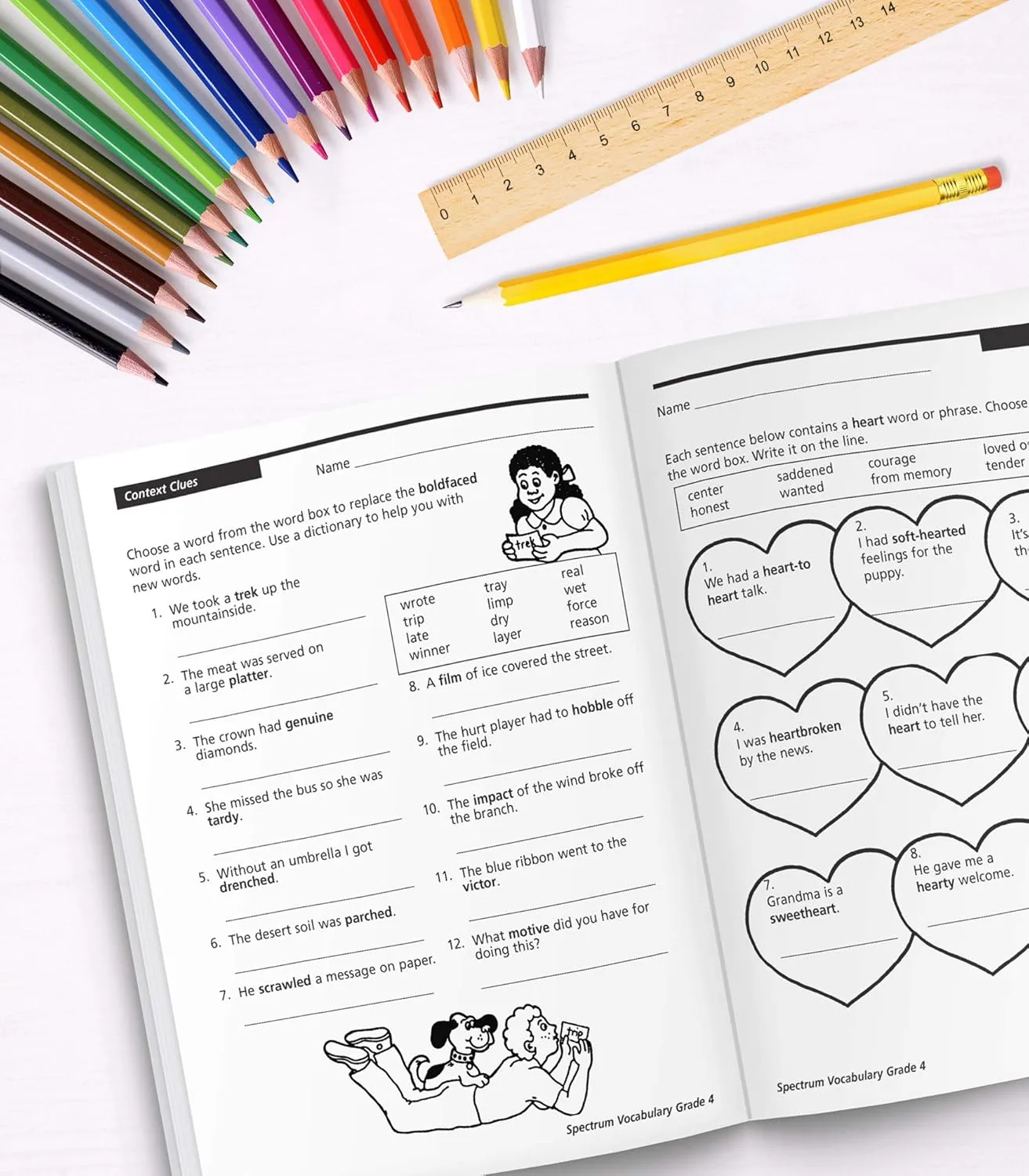 Spectrum Grade 4 Vocabulary Workbook, 4th Grade Vocabulary Covering Word Relationships, Sensory Language, Roots and Affixes