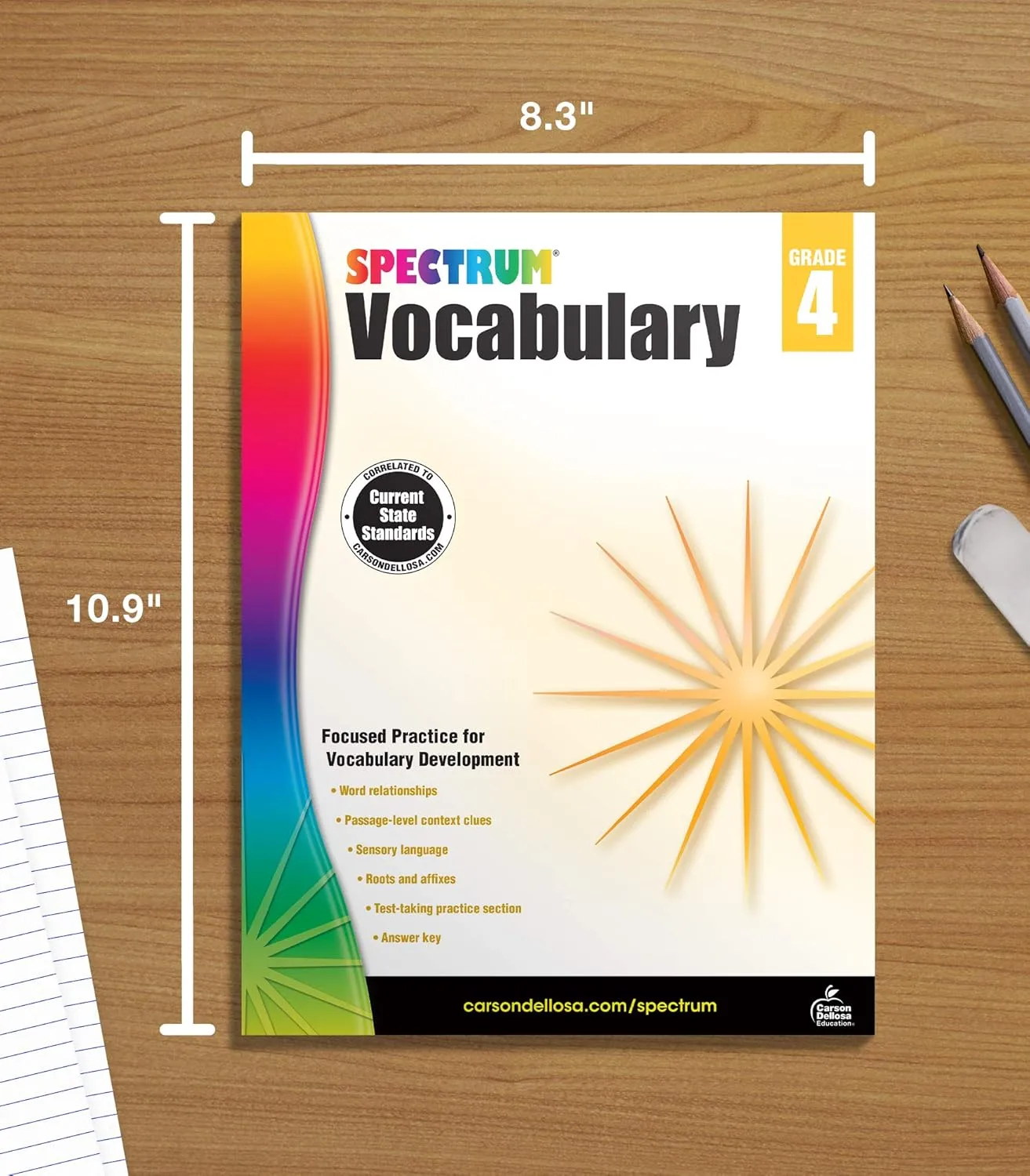Spectrum Grade 4 Vocabulary Workbook, 4th Grade Vocabulary Covering Word Relationships, Sensory Language, Roots and Affixes