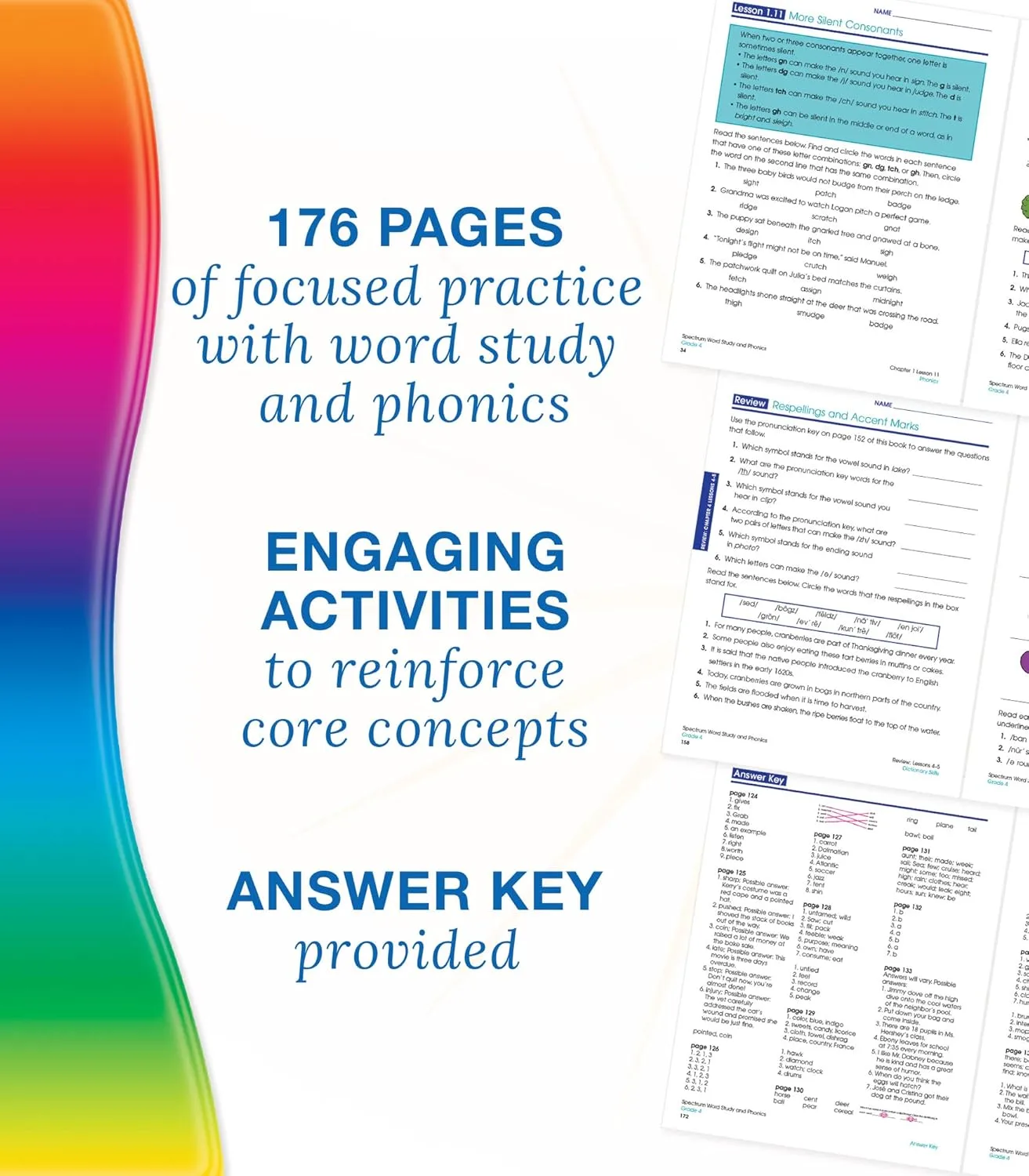 Spectrum Grade 4 Word Study and Phonics Workbooks, Ages 9 to 10, 4th Grade Phonics and Word Study, Dictionary Skills