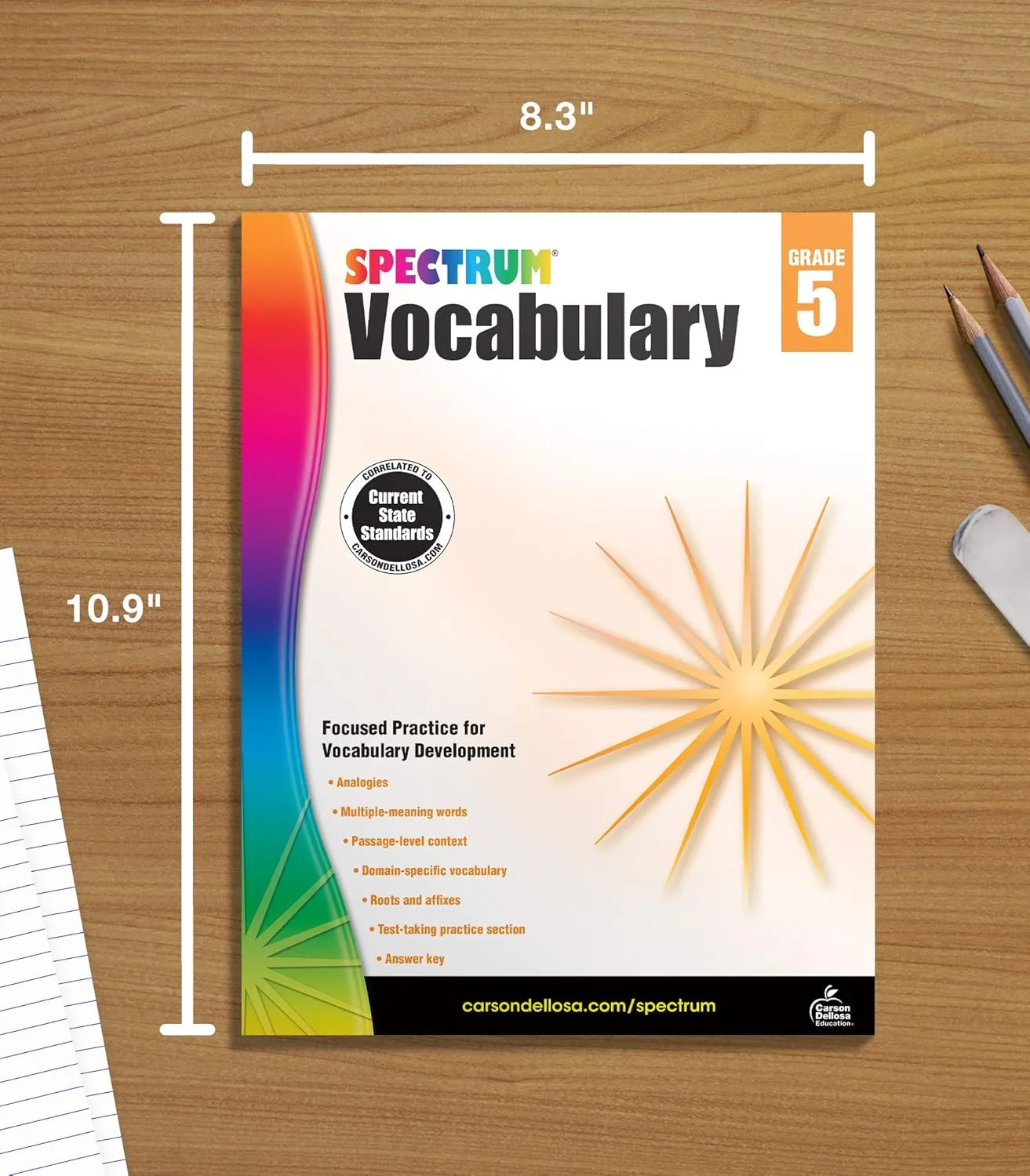 Spectrum 5th Grade Vocabulary Workbooks, Ages 10 to 11, Grade 5 Vocabulary, Reading Comprehension Context Clues
