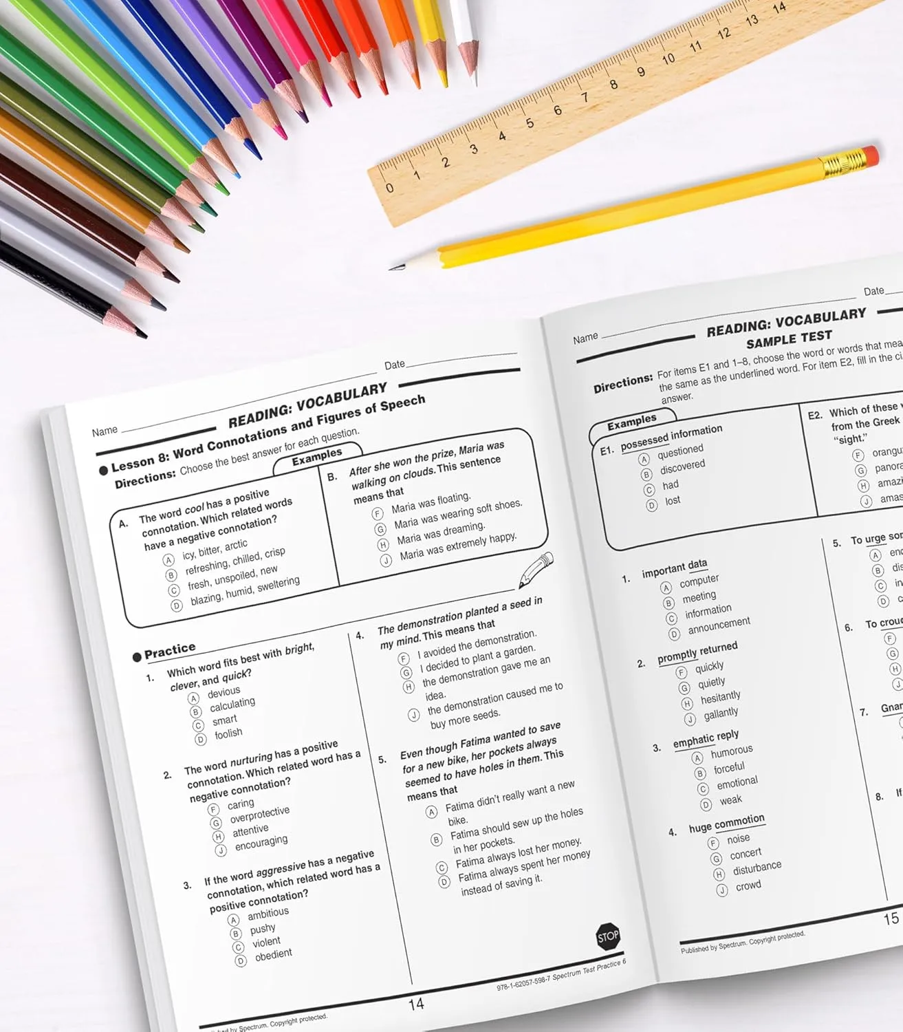 Spectrum Grade 6 Test Practice Workbooks, Ages 10 to 11, Math, Language Arts