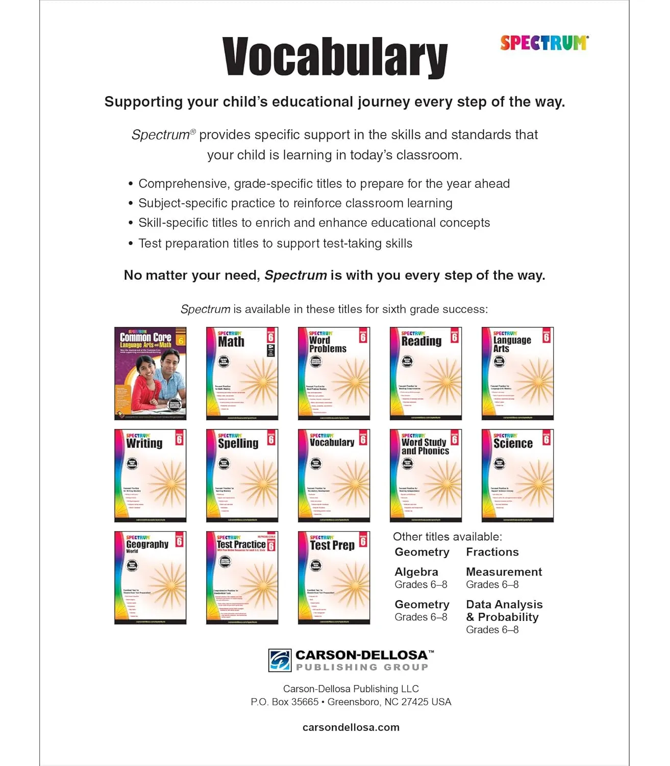 Spectrum Grade 6 Vocabulary Workbooks, Ages 11 to 12, 6th Grade Vocabulary Workbook, Vocabulary Analogies, Dictionary Skills