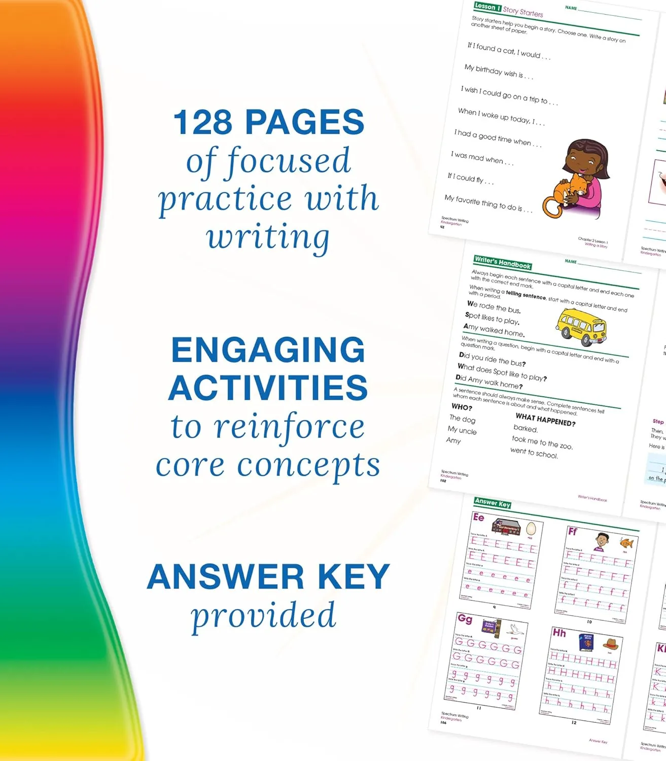 Spectrum Kindergarten Writing Workbook, Ages 5 to 6, Grade K Writing Workbook, Writing Practice with Alphabet Letters