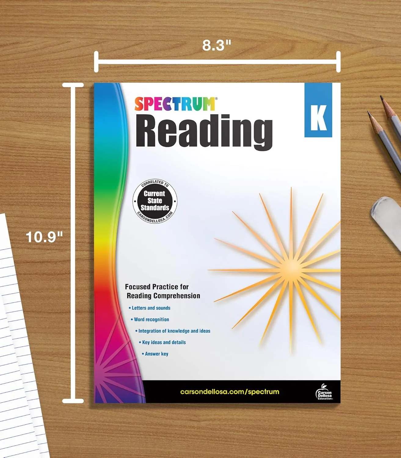 Spectrum Reading Comprehension Kindergarten Workbook, Ages 5 to 6, Kindergarten Reading Comprehension, Letters and Sounds