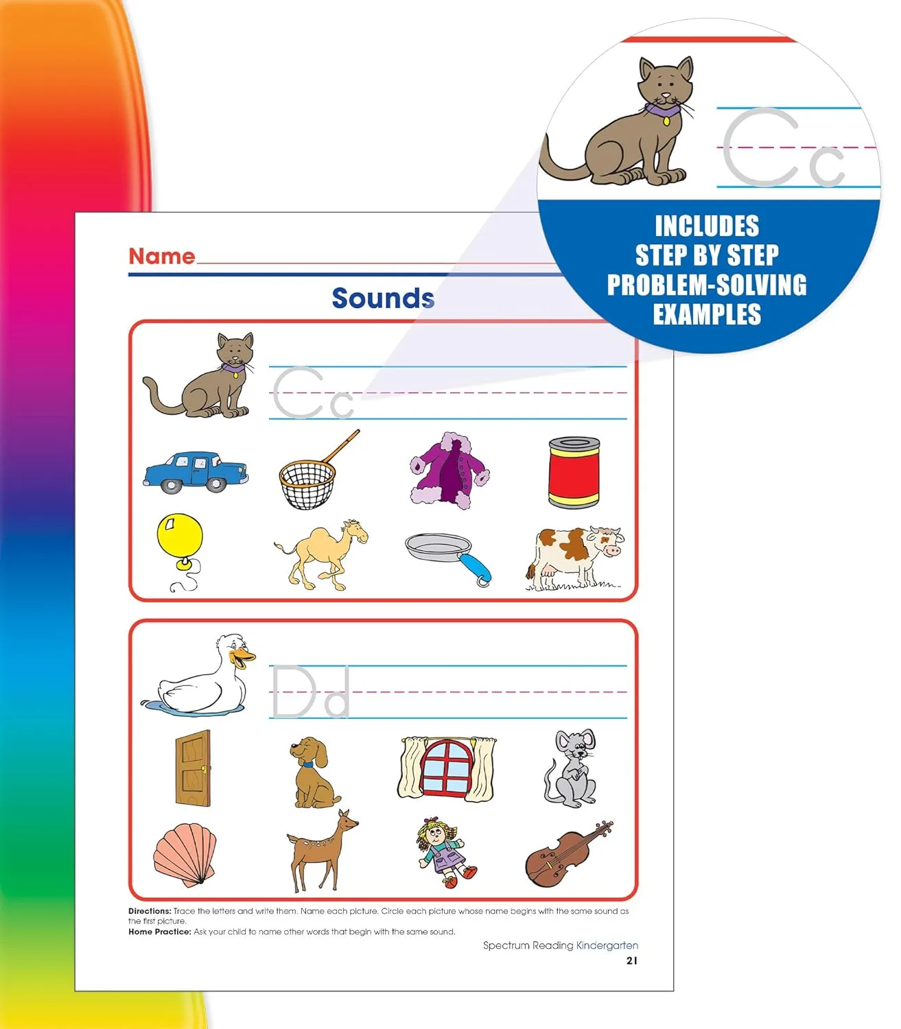 Spectrum Reading Comprehension Kindergarten Workbook, Ages 5 to 6, Kindergarten Reading Comprehension, Letters and Sounds