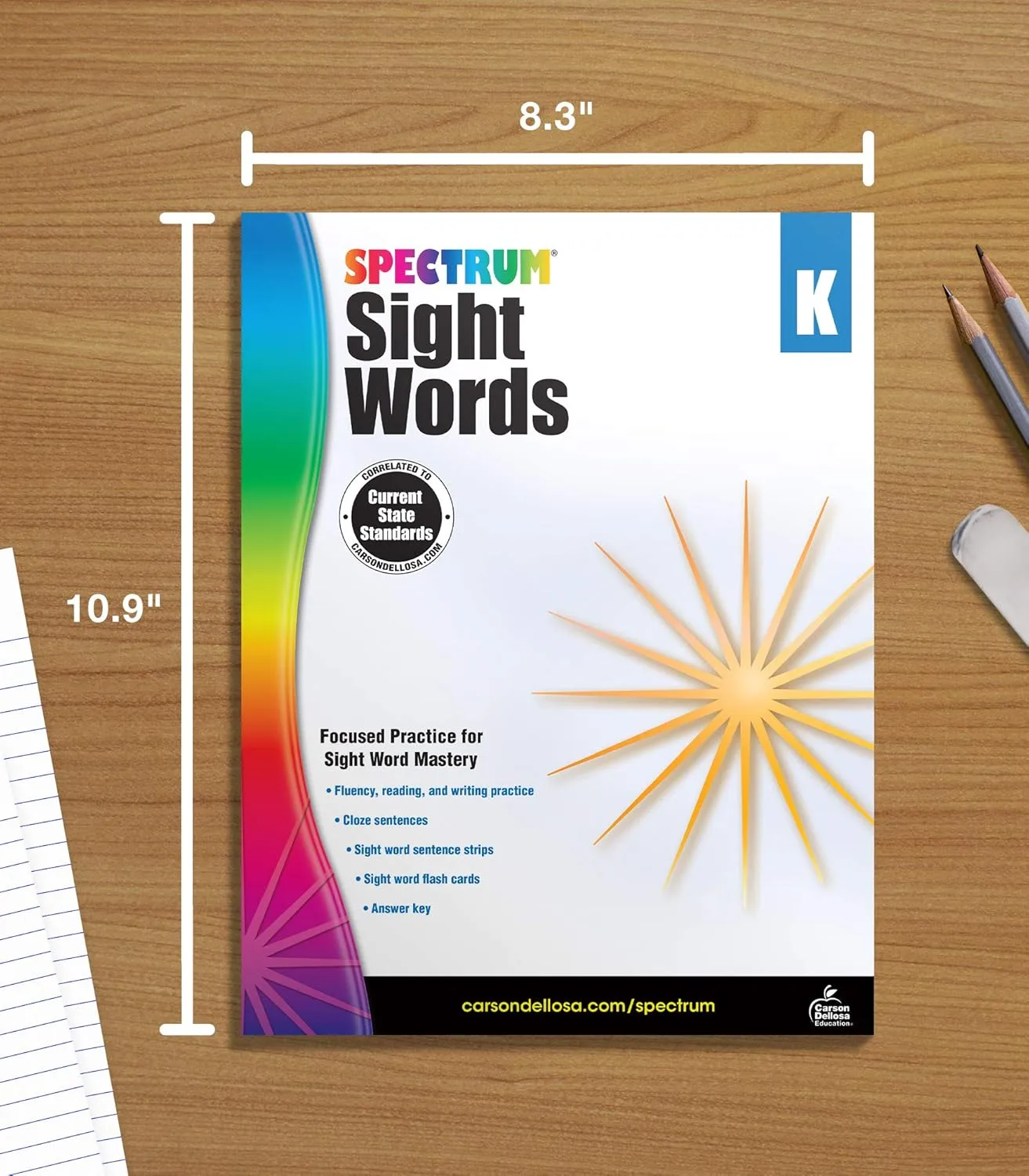 Spectrum Kindergarten Sight Words Workbook, Ages 5 to 6, High Frequency Reading and Writing Practice