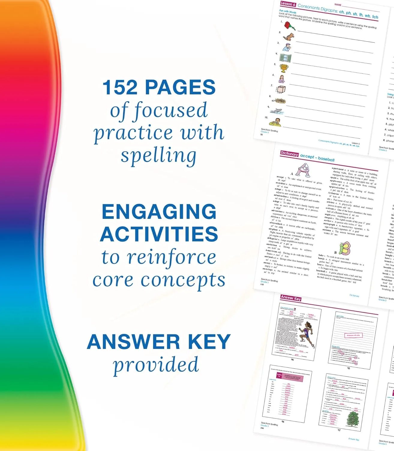 Spectrum Spelling Workbook Grade 5, Ages 10 to 11, 5th Grade Spelling Workbooks, Handwriting Practice with Parts of Speech