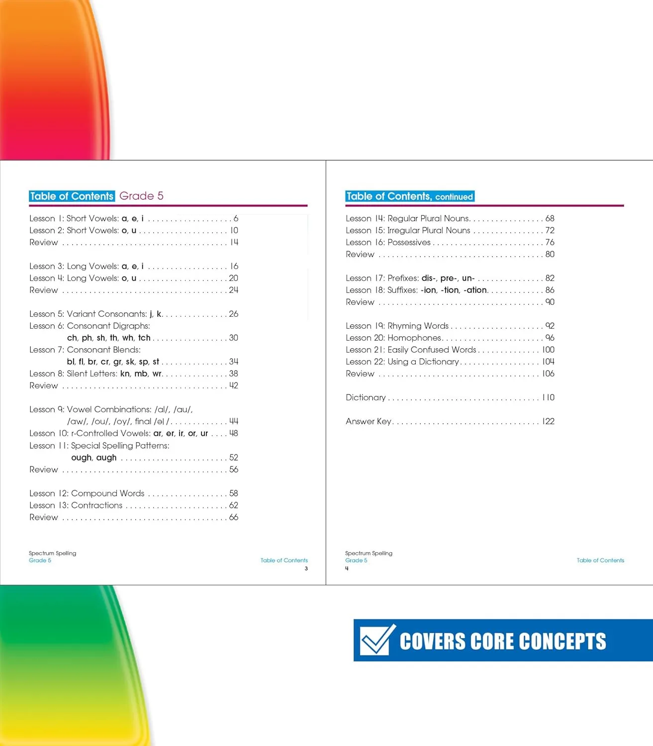 Spectrum Spelling Workbook Grade 5, Ages 10 to 11, 5th Grade Spelling Workbooks, Handwriting Practice with Parts of Speech