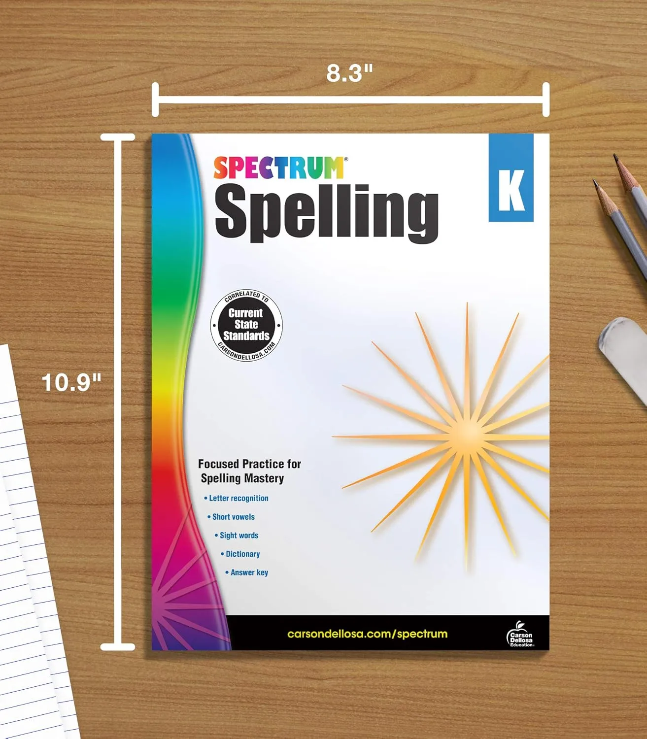 Spectrum Spelling Kindergarten Workbooks, Ages 5 to 6, Kindergarten Spelling, Phonics Activities With Alphabet Letters