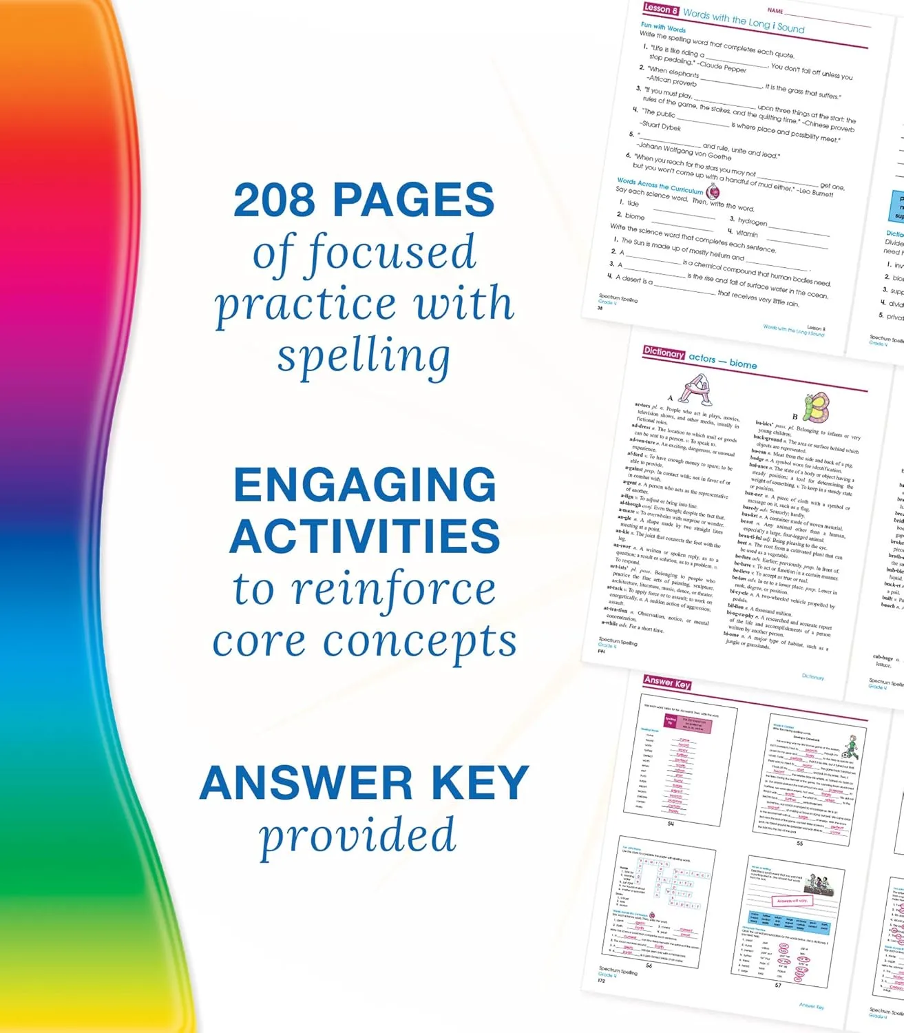 Spectrum Spelling Workbook Grade 4, Ages 9 to 10, 4th Grade Spelling Workbook, Handwriting Practice with Vowels, Diagraphs