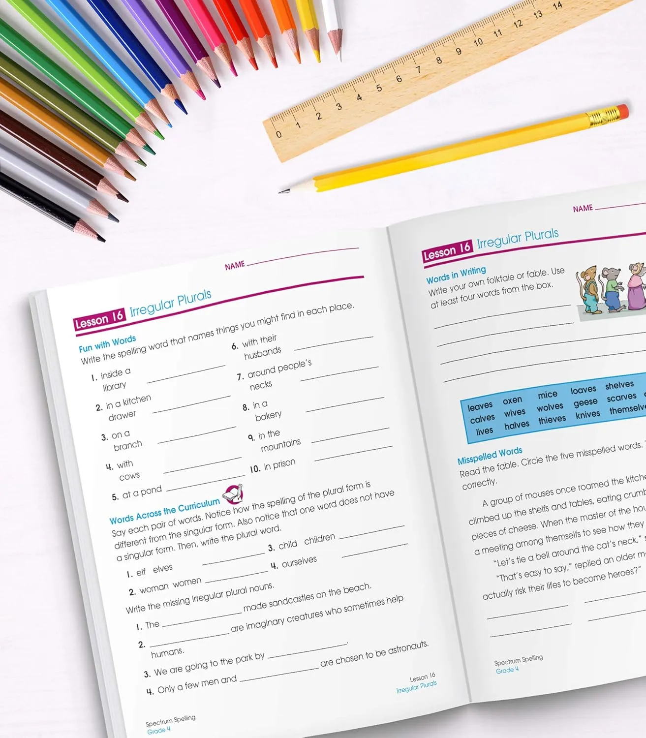 Spectrum Spelling Workbook Grade 4, Ages 9 to 10, 4th Grade Spelling Workbook, Handwriting Practice with Vowels, Diagraphs