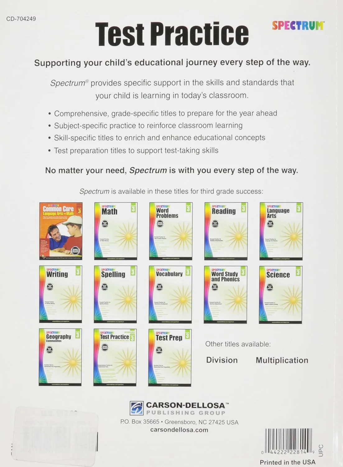 Spectrum Test Practice Workbook, Grade 3