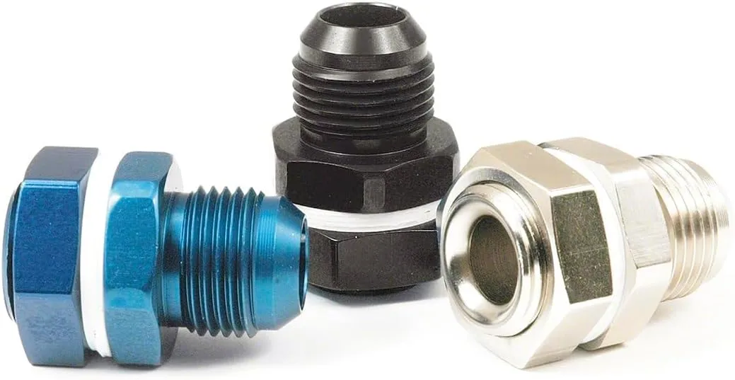 Coupler Fitting 579010, Fuel Cell Bulkhead, Straight, 10AN, Anodized, Blue, Aluminum, Single