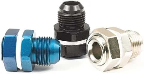 Coupler Fitting 579010, Fuel Cell Bulkhead, Straight, 10AN, Anodized, Blue, Aluminum, Single