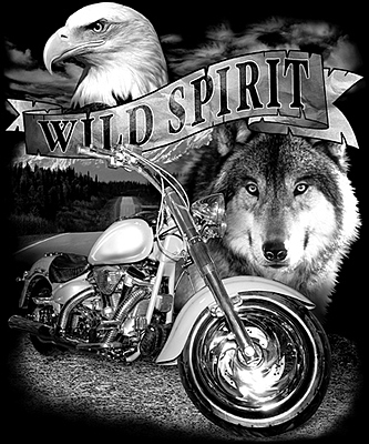 Wild Spirit Motorcycle Wolf & Eagle Tee