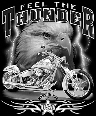 Feel the Thunder Eagle & Motorcycle USA Tee
