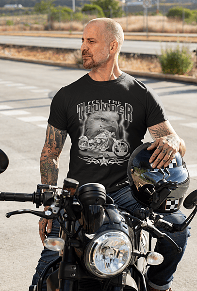 Feel the Thunder Eagle & Motorcycle USA Tee