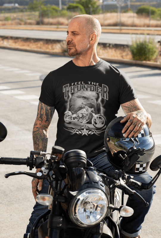 Feel the Thunder Eagle & Motorcycle USA Tee