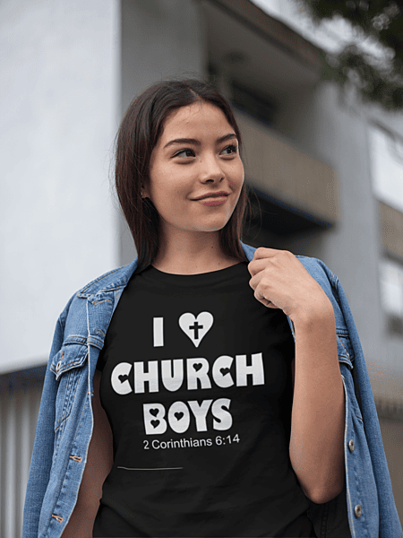 I ♥ Church Boys – Christian Faith T-Shirt (2 Corinthians 6:14)
