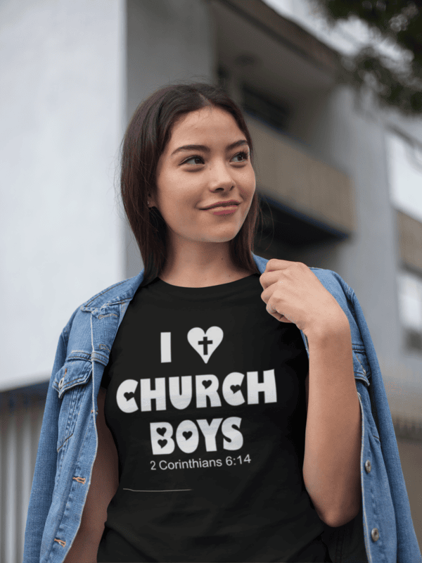 I ♥ Church Boys – Christian Faith T-Shirt (2 Corinthians 6:14)
