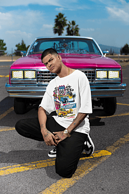 Route 66 Main Street of America – Colorful Retro Car T-Shirt