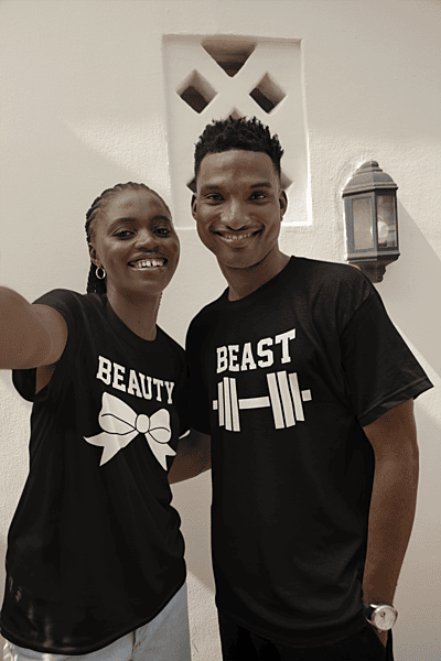 Beauty T-Shirt with Bow – Cute Couples Matching Tee