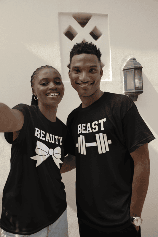 Beauty T-Shirt with Bow – Cute Couples Matching Tee