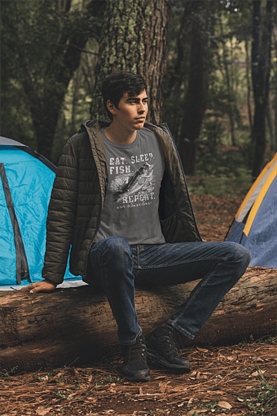 Eat Sleep Fish Repeat T-Shirt – Funny Fishing Lover Tee