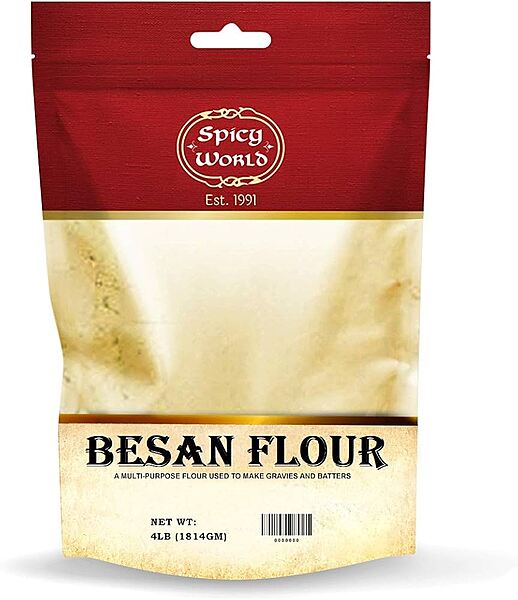 4lb bag of Spicy World Besan, a fine-ground chickpea flour perfect for gluten-free recipes.