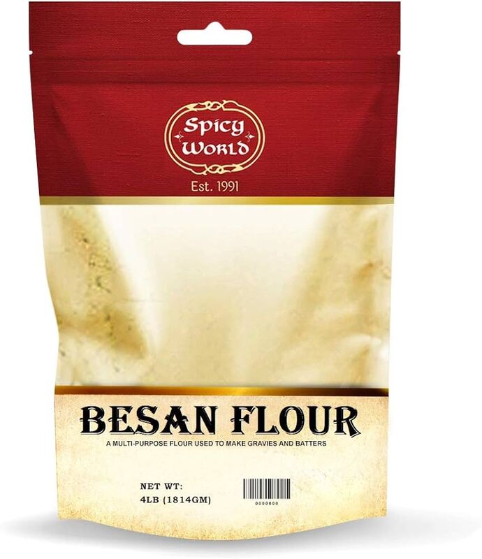4lb bag of Spicy World Besan, a fine-ground chickpea flour perfect for gluten-free recipes.