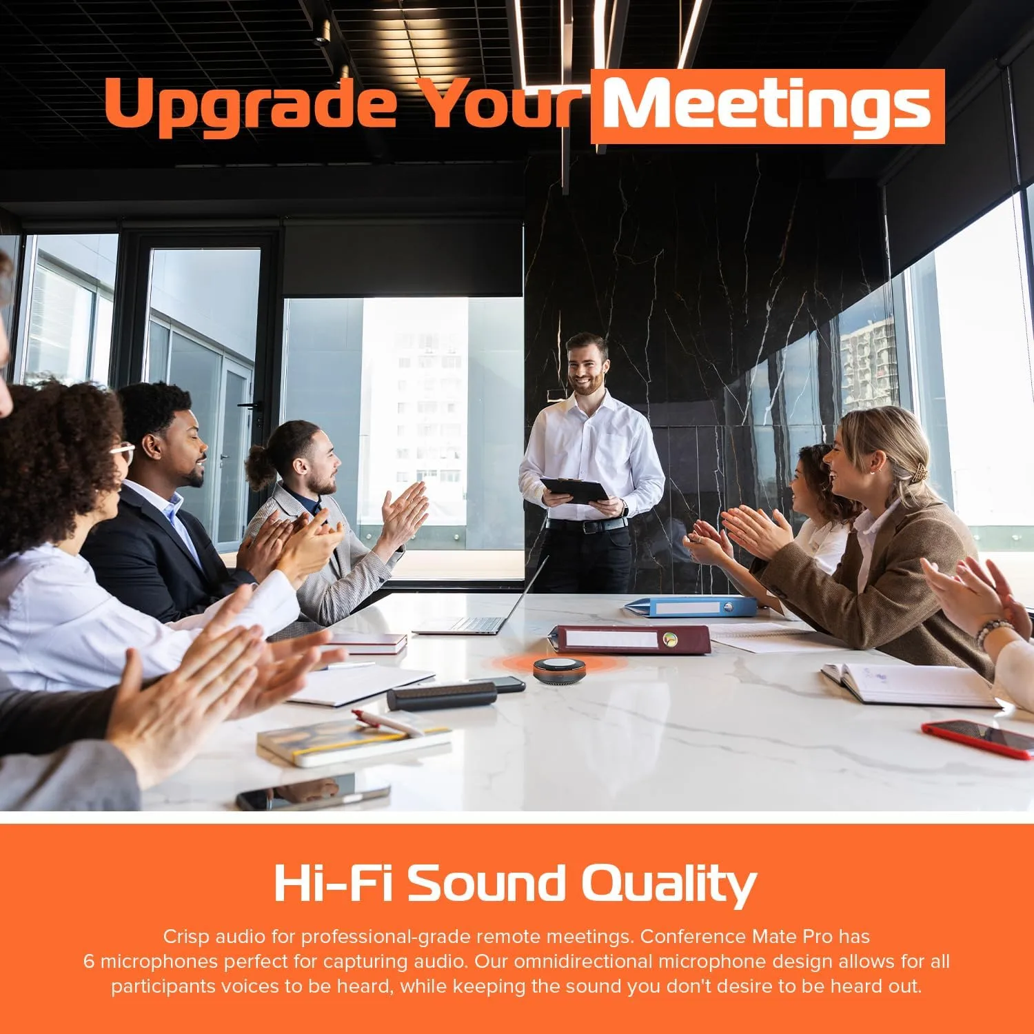 Spracht Conference Mate Pro Speaker, Conference Speakerphone, Conference Microphone, 6 Mics