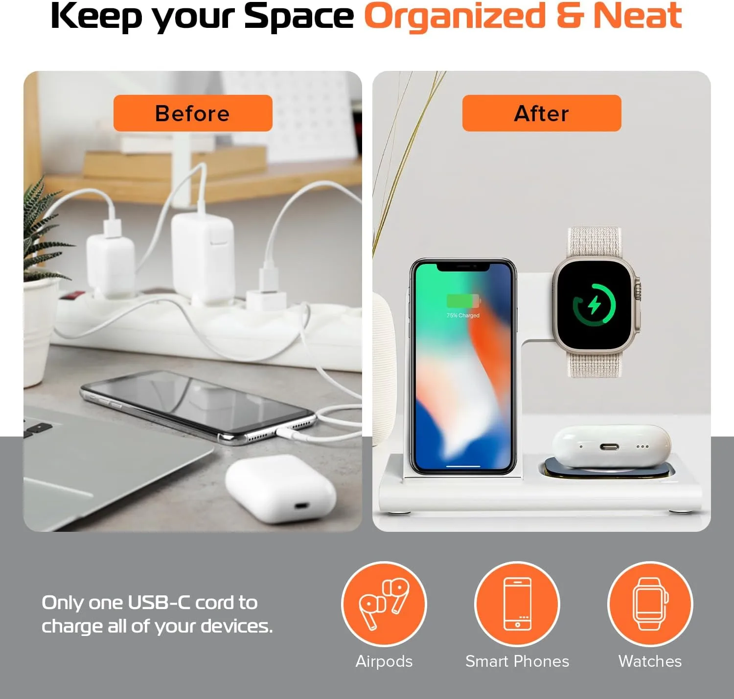 SPRACHT Flex Charge 3 3-in-1 Wireless Charging Station
