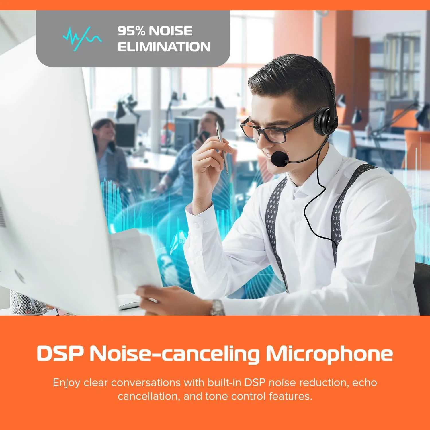 Spracht ZUM3500 Stereo 3.5mm and USB Dual Ear Universal Headset with Microphone | Office Headset for Computer