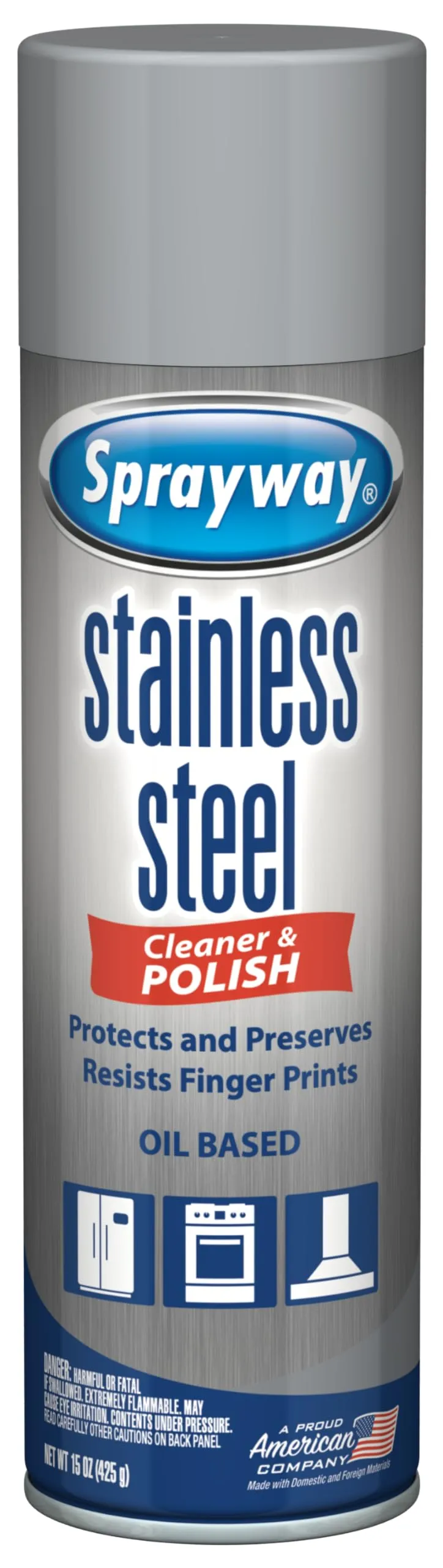 Sprayway SW841R Oil-based Stainless Steel Cleaner and Polish, 15 Oz.