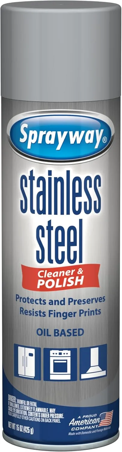 Sprayway SW841R Oil-based Stainless Steel Cleaner and Polish, 15 Oz.
