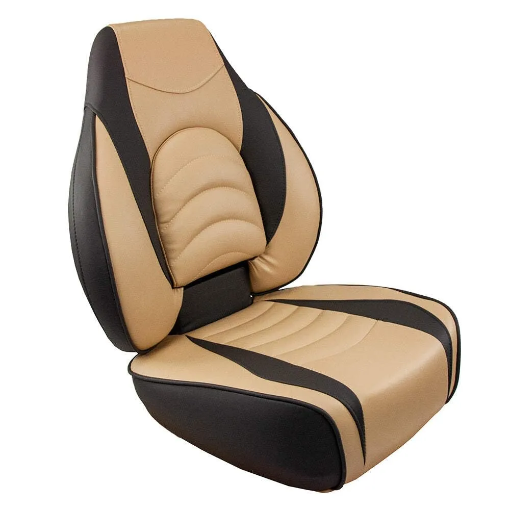 Springfield Marine Co 1041684-1 Fish Pro High Back Folding Seat - Charcoal/Tan