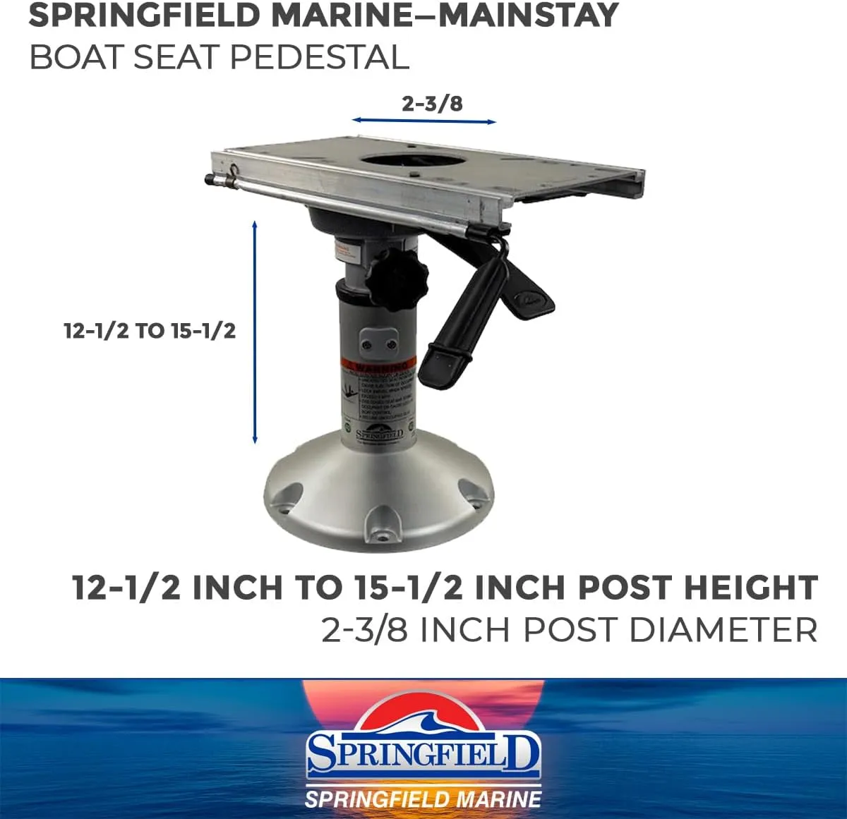 Springfield Marine 1250250-L1 Mainstay Short 2-3/8" Air-Powered Pedestal - 12.5"-15.5", Slide & Swivel