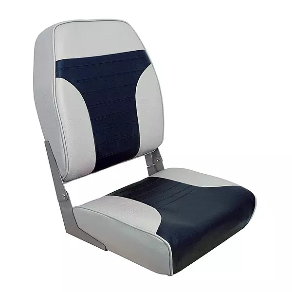 Springfield Marine 1040661 High Back Folding Chair - Gray/Blue