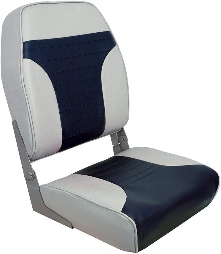 Springfield Marine 1040661 High Back Folding Chair - Gray/Blue