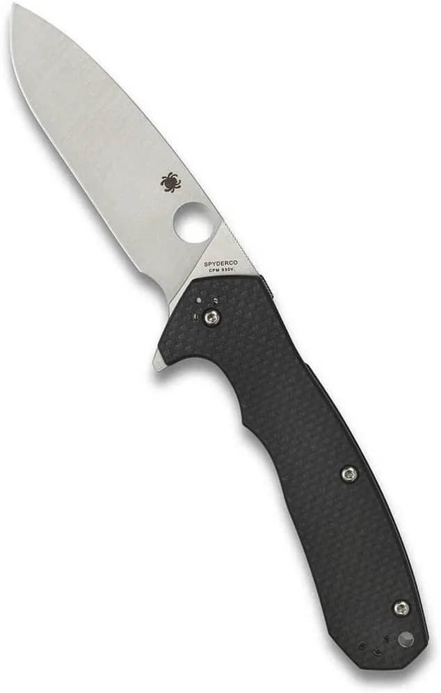 Spyderco Amalgam Premium Flipper Knife with 3.8" CPM S30V Stainless Steel Blade and Textured Carbon Fiber G-10 Handle