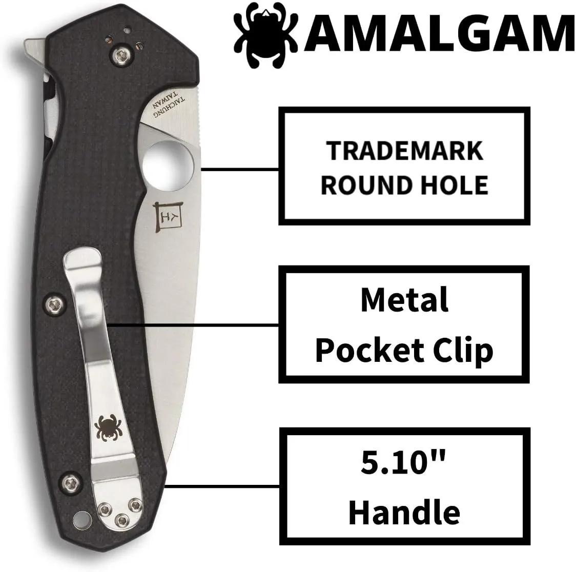 Spyderco Amalgam Premium Flipper Knife with 3.8" CPM S30V Stainless Steel Blade and Textured Carbon Fiber G-10 Handle