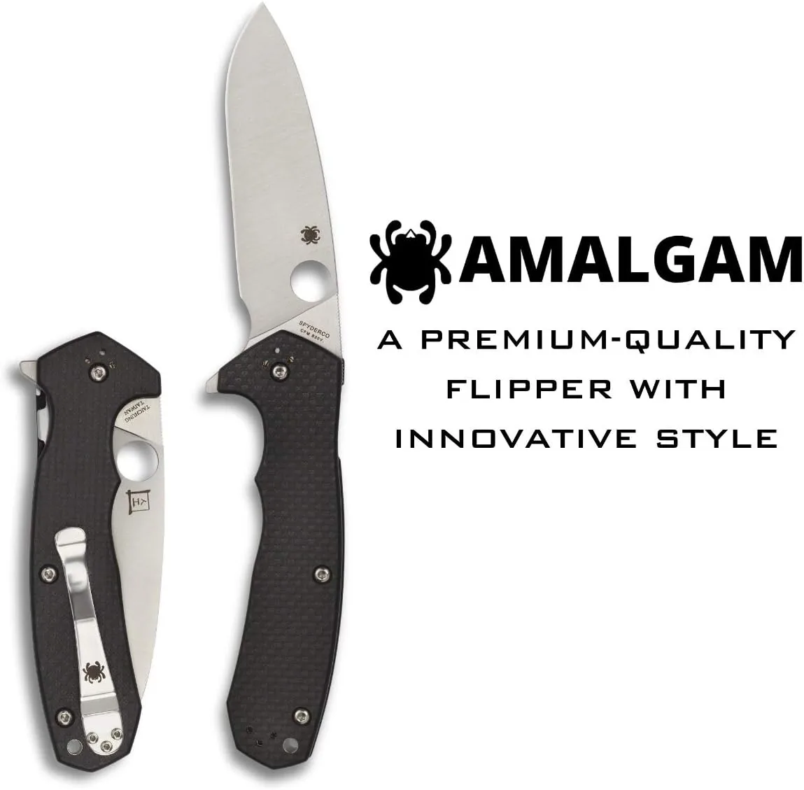 Spyderco Amalgam Premium Flipper Knife with 3.8" CPM S30V Stainless Steel Blade and Textured Carbon Fiber G-10 Handle