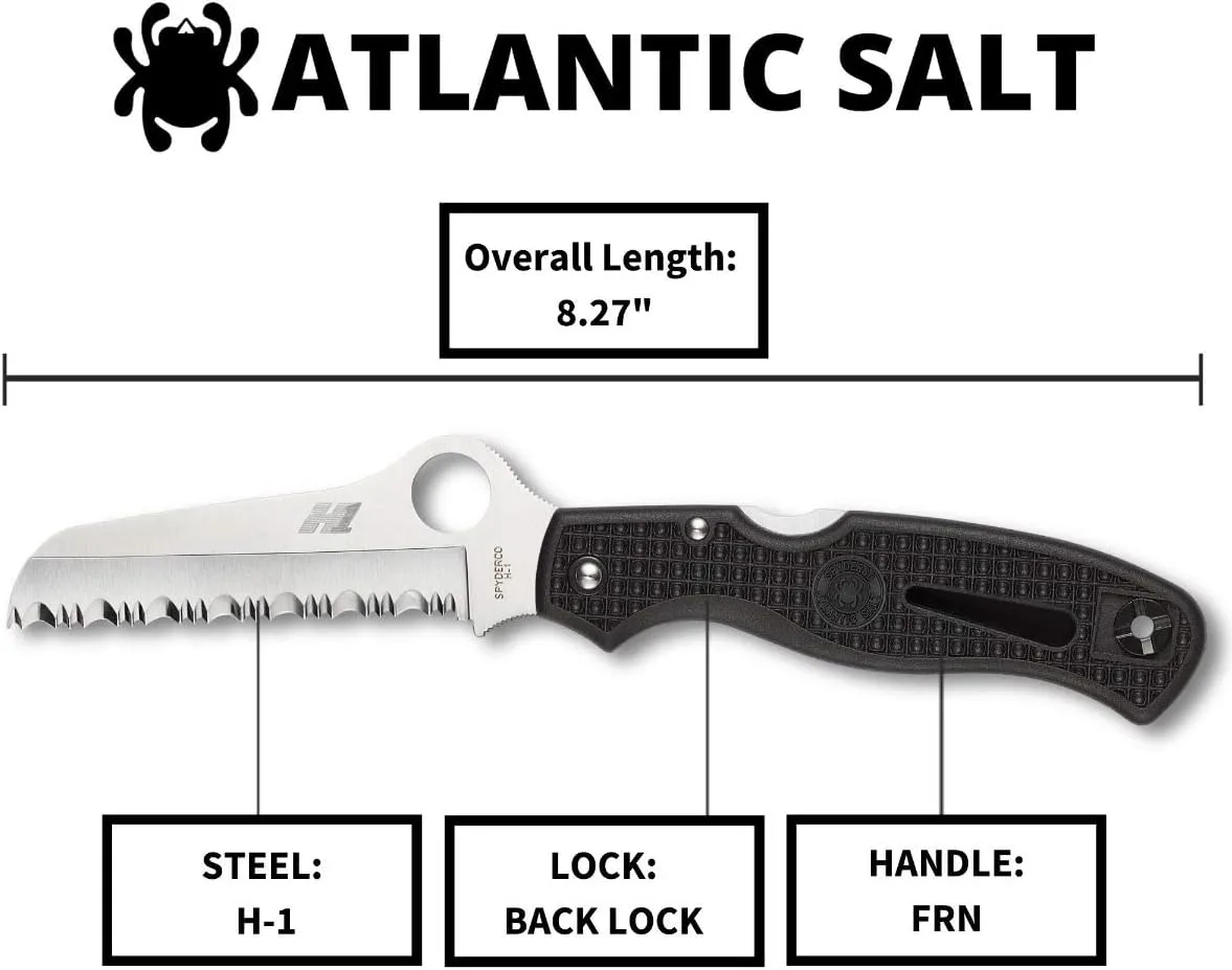 Spyderco Atlantic Salt H-1 Serrated Folding Knife