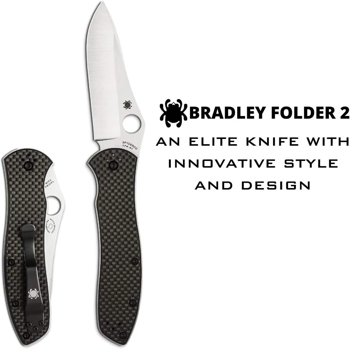 Spyderco Bradley Folder 2 Specialty Knife with 3.66" CPM M4 Premium Steel Blade and Black Carbon Fiber Laminate Handle