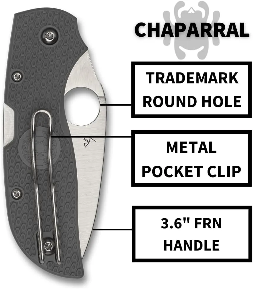 Spyderco Chaparral Folding Utility Pocket Knife with 2.8 Inch CTS XHP Stainless Steel Blade and Gray FRN Handle