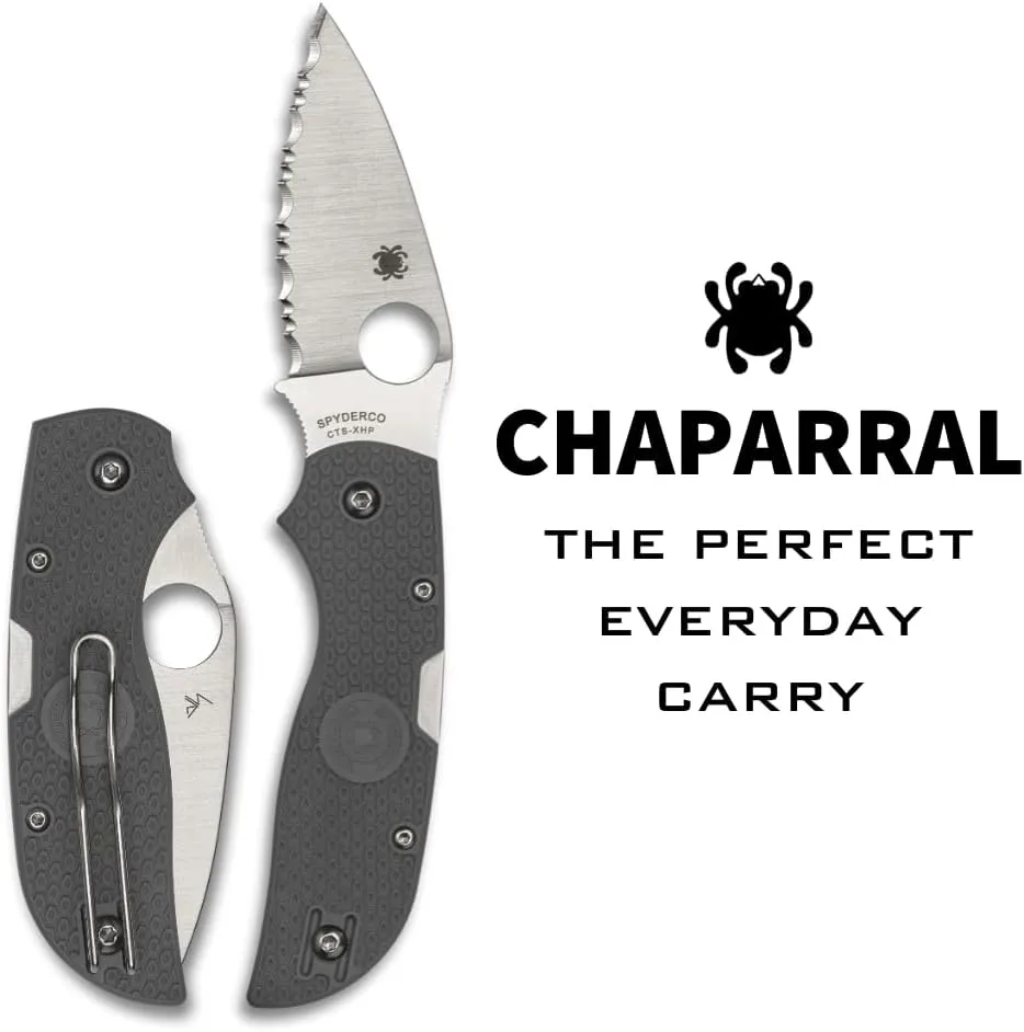 Spyderco Chaparral Folding Utility Pocket Knife with 2.8 Inch CTS XHP Stainless Steel Blade and Gray FRN Handle