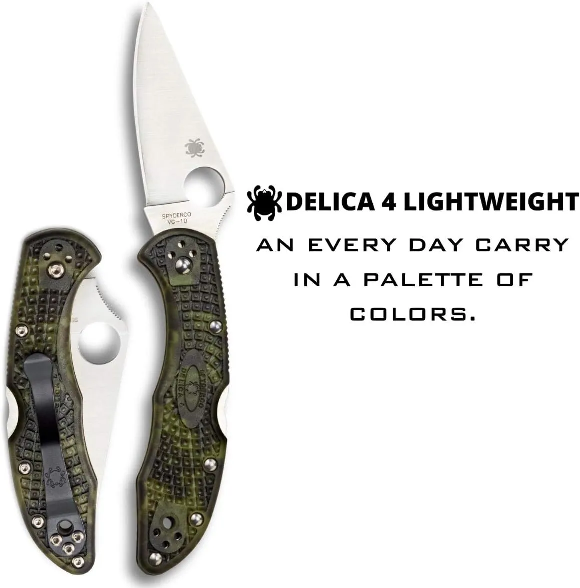 SPYDERCO Delica 4 Lightweight Signature Folding Knife with Flat-Ground VG-10 Blade and FRN Handle