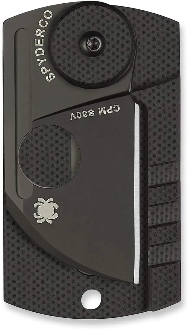 Spyderco Dog Tag Non-Locking Knife with 1.23" CPM S30V Steel Blade and Durable Black Carbon Fiber Handle - PlainEdge