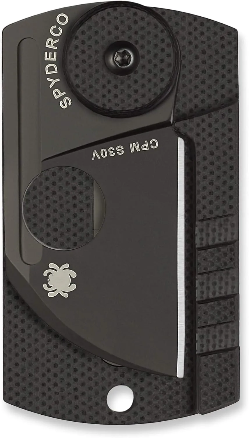 Spyderco Dog Tag Non-Locking Knife with 1.23" CPM S30V Steel Blade and Durable Black Carbon Fiber Handle - PlainEdge